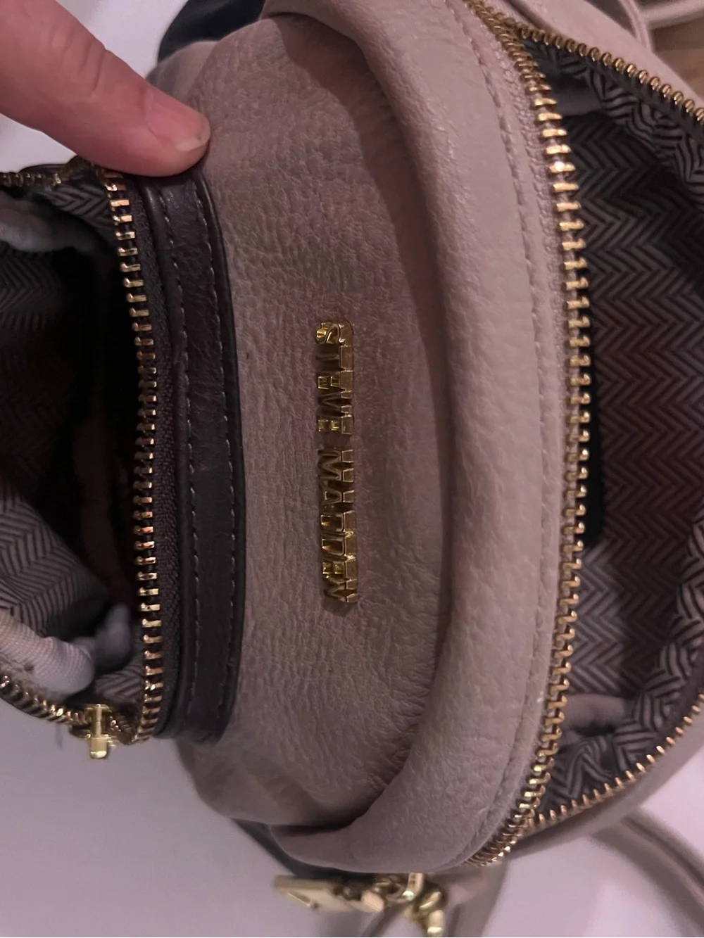 Steve Madden Beige and Black Mini Backpack Purse